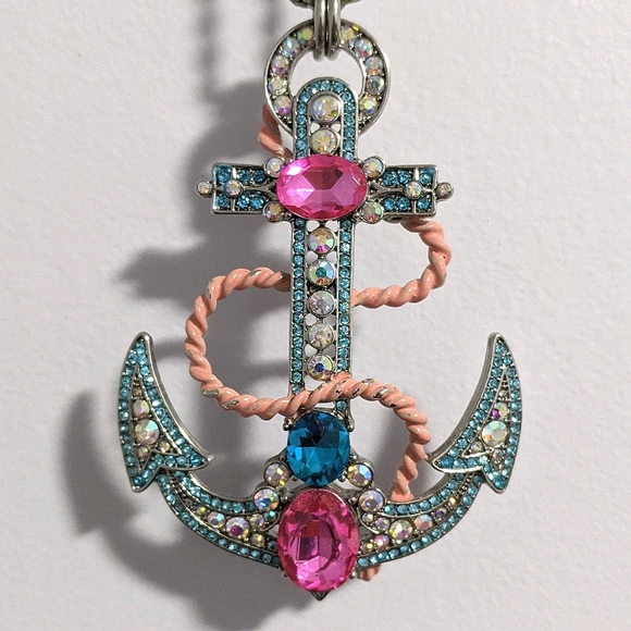 Betsy Johnson Jeweled Nautical Anchor Necklace - Picture 2 of 13